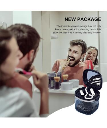 Buy Novent Storage Case - Hierarchical Hollowed-Out Holder with Mirror Brush | Mundsichtui Food Quality Transparent Travel Utensils for Oral Care - Sapphire Blue - Buy Online on GoSupps.com