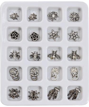FEIlei Halloween Skull Nail Charms Nail Skeleton Charms 3D Spiders Nail Rhinestones - Buy Online on GoSupps.com