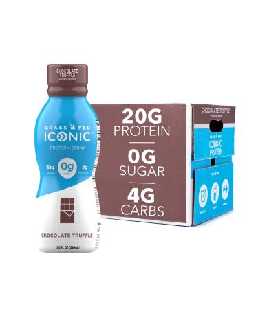 Iconic Protein Drinks, Chocolate Truffle | Low Carb Protein Shakes | Grass Fed, Lactose Free, Gluten Free, Non-GMO, Kosher | High Protein Drink | Keto Friendly , 11.5 Fl Oz (Pack of 12)