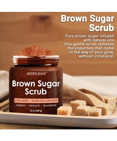 MYST RE BEAUT Brown Sugar Body Scrub - Natural Skin Care for Men & Women - Exfoliating & Moisturizing Formula - 12 Oz - Buy Online on GoSupps.com