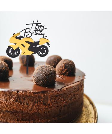 Rumyve Creative Cake Topper - Acrylic Black and Gold Motorcycle Racing Birthday Cake Decoration for Boys (Motorcycle) - Buy Online on GoSupps.com