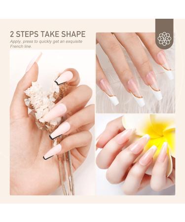Saviland French Tip Nail Stamper Kit with Black+White Stamping Gel Polish - DIY French Manicure Set - Buy Online on GoSupps.com