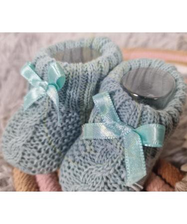 Royal Icon Soft Knitted Baby Booties with Bow for Newborns | 0-3 Months | Blue Green | Ideal for Indoor and Outdoor Use - Buy Online on GoSupps.com