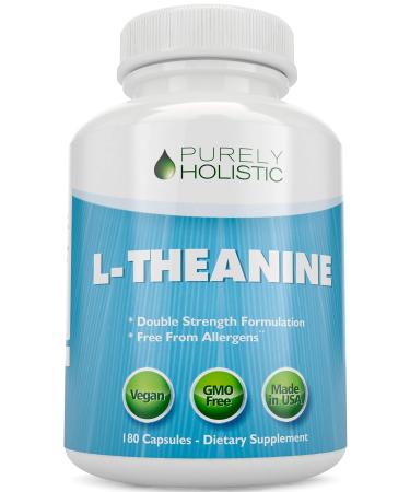 L-Theanine 200mg (Double-Strength) 180 Vegan Capsules a 6 Month Supply, Non GMO & Gluten Free Ltheanine Vitamins