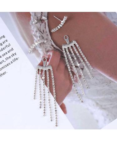 Buy Vintage Rhinestone Chandelier Drop Earrings | Crystal Ear Climbers & Silver CZ Tennis Chain Jewelry for Women - Buy Online on GoSupps.com