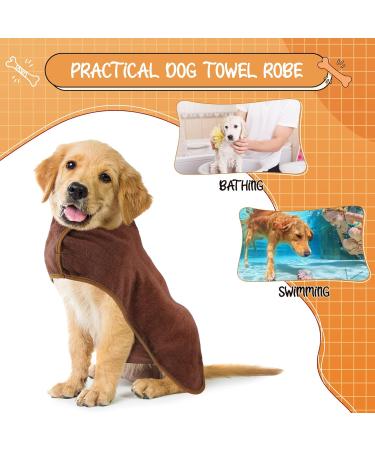 Microfiber Dog Bathrobe Towel - Extra Absorbent Rapid Drying for Large & Small Dogs | Adjustable Straps - Brown (Medium) - Buy Online on GoSupps.com