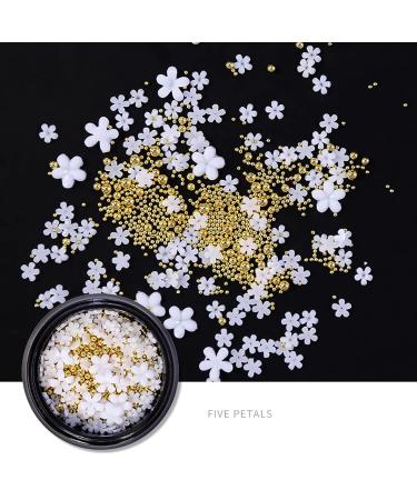 JERCLITY 3D Nail Art Decoration Kit - Mixed Metal Nail Rivets, White Flower Studs, Gem Pearls, Tweezers - 6 Boxes - KIT01 - Buy Online on GoSupps.com