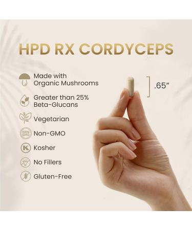 HPD Rx Premium Organic Cordyceps Mushroom Extract Performance Supplement for Energy Endurance and Immunity | 2250 mg 120 Capsules Pack of 1 120 Count (Pack of 1) - Buy Online on GoSupps.com