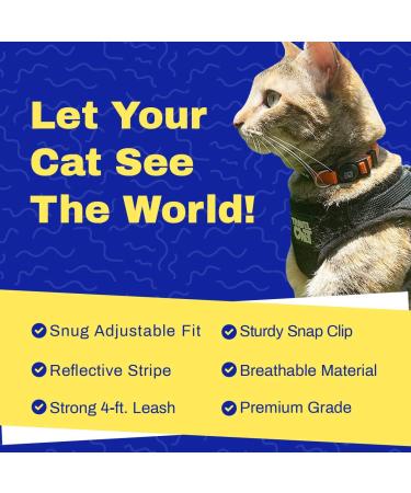 Reflective Travel Cat Harness and Leash Set - Lightweight & Breathable - Snug Fit for True Adventurers - Strong Snap Clip - Large Grey - Buy Online on GoSupps.com
