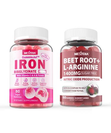 Nextdia Iron Filled Gummies 26mg + Beet Root Gummies