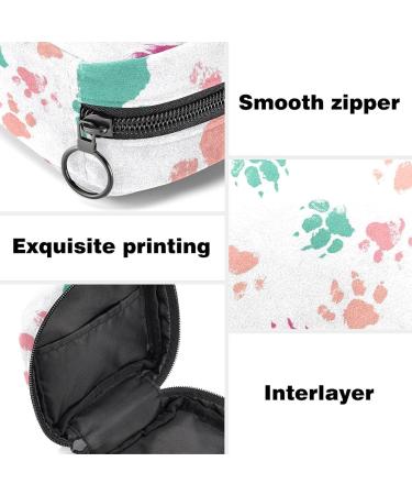 Menstruation Pad Bag with Zipper | Women's Napkin & Tampon Collection Bag - Colorful Dog Paw Footprint Pattern | Perfect for Women & Girls - Buy Online on GoSupps.com
