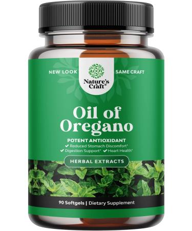 Pure Wild Oregano Oil Softgels - Oil of Oregano Softgels for Immune Support Heart Health and Upset Stomach Relief - Soluble Fiber Antioxidant Supplement Softgels for Bone Health and Energy Boost