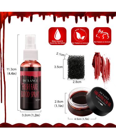 DE'LANCI Fake Blood Spray Splatter & Fake Scabs Gel Kit - Halloween Makeup for Vampire, Zombie & SFX Wound - Buy Online on GoSupps.com