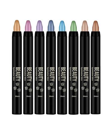 Set of 8 eyeshadow pencils waterproof long-lasting smudge-proof shimmering cream for eyes
