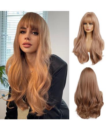 Oefei Long corrugated strawberry blonde with pony for women Natural synthetic hair Heat -resistant wigs for daily party cosplay wear strawberry blonde with pony (24 inches) - Buy Online on GoSupps.com