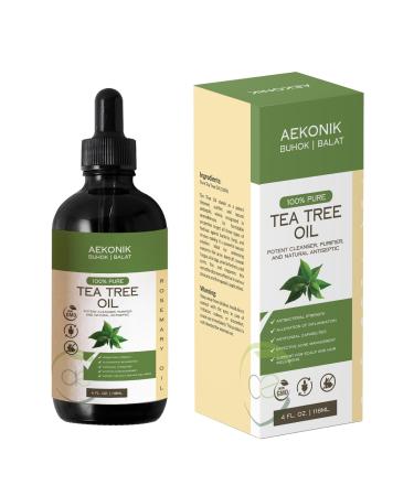Organic Tea Tree Oil - 100% Pure Tea Tree Essential Oil for Skin Care & Hair Care - Natural Antiseptic Potent Cleanser & Purifier - Non-GMO Nourishing Oil for Men & Women | 4fl oz (118 ml)
