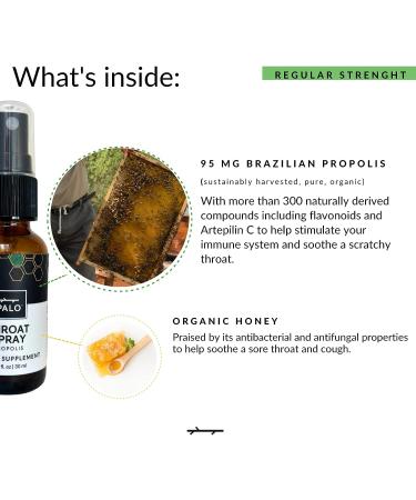 PALO Propolis Throat Spray - Natural Immune Support & Oral Health - Antioxidant & Flavonoids - 1.06 oz (Regular with Honey) - Buy Online on GoSupps.com