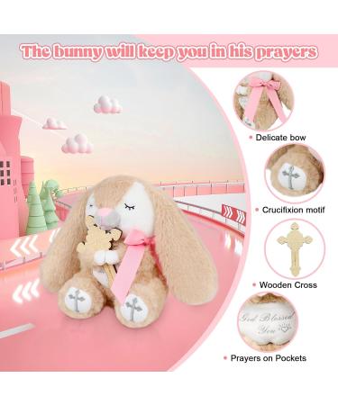 Prayer Bunny Soft Toy with Wooden Cross | Perfect Baptism Gift for Newborns | 21.6 cm Pink Comfort for Boys & Girls - Buy Online on GoSupps.com