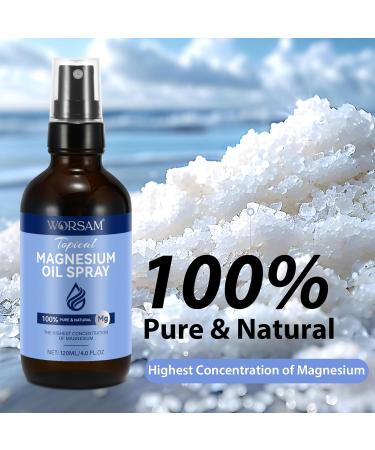 ISUNRISE Worsam topical Magnesium Oil Spray Natural Organic Magnesium - 4.0 Fl Oz - Buy Online on GoSupps.com