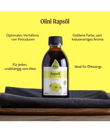 Olini Cold-Pressed Rapeseed Oil 500ml - Fresh Unprocessed Vegan & Gluten-Free - Rich in Unsaturated Fatty Acids & Vitamin E - Direct from Manufacturer - Buy Online on GoSupps.com