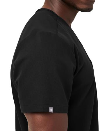 FIGS Leon Men's Scrub Top - Tailored Fit V-Neck, 3 Pockets, 4-Way Stretch | Medium Black - Buy Online on GoSupps.com