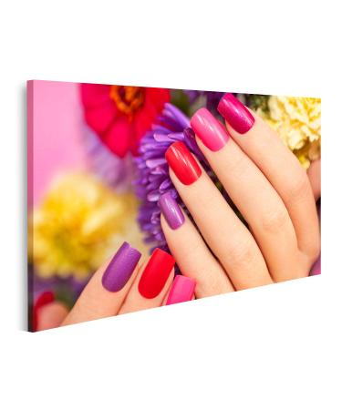 islandburner Picture on Canvas Manicure Coated with Nail Polish in Nature Colours