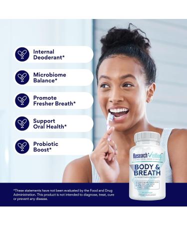 Research Verified Body & Breath Natural Deodorant & Freshener - Bad Breath & Body Odor Supplement - 60 Count (6 Months Supply) - Buy Online on GoSupps.com