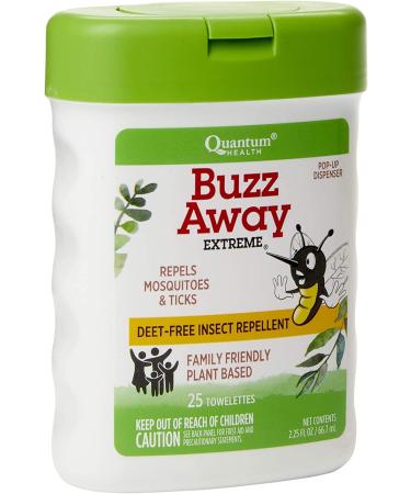 Quantum Health Buzz Away Extreme Towelettes | DEET-Free Insect Repellent Wipes with Essential Oils, 25 Count - Buy Online on GoSupps.com