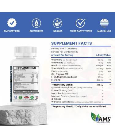 America Medic & Science Sperm Count Max (60 Capsules) | Male Fertility Supplement | Enhances Sperm Count and Reproductive Health | Prenatal Vitamins for Men | with Zinc CoQ10 Vitamin C B2 and B12 60 Count (Pack of 1) - Buy Online on GoSupps.com