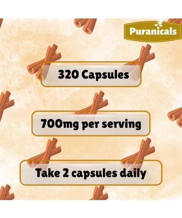 Ceylon Cinnamon Premium 320 Capsules Non GMO and Gluten Free | Herbal Supplement | 700 mg Per Serving | Made with 100% Pure Ceylon Cinnamon Powder Ceylon Cinnamon Capsules 320 Count (Pack of 1) - Buy Online on GoSupps.com