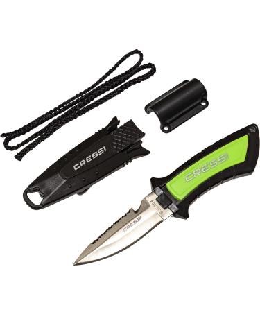 Cressi Short Blade Knife for Scuba Diving and Spearfishing with Quick-Release Sheath & Hose Holder - Lima: designed in Italy Lime