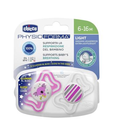 Chicco Physio Light Silicone Pacifier X2 for 6-16 Months - Soothing Safe & Stylish | International Shipping Available - Buy Online on GoSupps.com