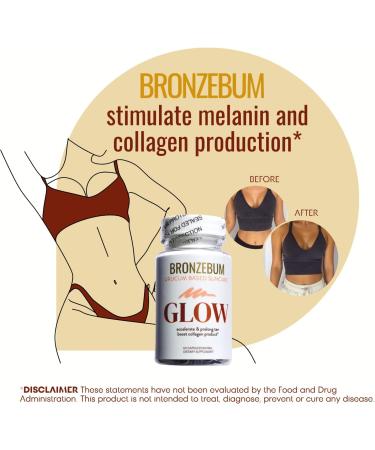 BRONZEBUM Glow Capsules - Antioxidant-Rich Herbal Supplement for Detox & Tanning - 60ct - Buy Online on GoSupps.com