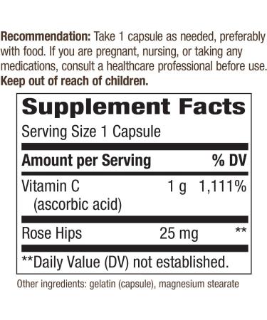 Nature's Way Vitamin C 1000mg with Rose Hips - 100 Capsules (Pack of 2) - Buy Online on GoSupps.com