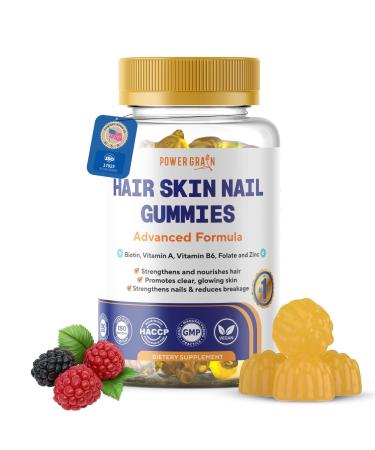 Premium Hair Skin and Nails Gummies 5000 Mcg Biotin Vegan Vitamins for Men & Women Promotes Healthy Hair Growth, Strong Nails, Radiant Skin 10X Extra Strength - Blueberry Flavour