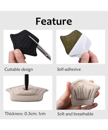 Oluksk Heel Cushions - Self-Adhesive Foot Care Pillows for Oversized Shoes (Khaki 10mm 2 Pairs) | Comfort & Protection - Buy Online on GoSupps.com