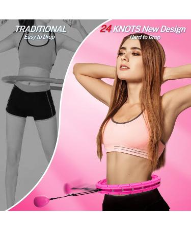 Brebon Weighted Hoola Exercise Fit Hoops Plus Size - 2 in 1 Weight Loss & Abdomen Fitness Equipment - 24 Detachable Knots - Adjustable Auto-Spinning Ball - Pink - Buy Online on GoSupps.com
