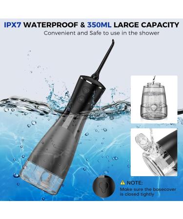 350ML Cordless Water Flosser - Rechargeable Oral Irrigator with 7 Jet Tips & 5 Pressure Modes for Teeth Cleaning | Ideal for Home & Travel (Black & Gray - Buy Online on GoSupps.com