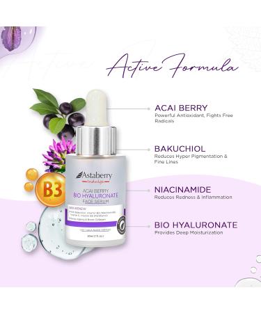 Acai Berry Anti Aging Facial Serum - Hyaluronic Acid Bakuchiol Niacinamide for Firming & Smoothing Skin - Buy Online on GoSupps.com