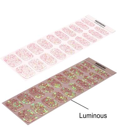 Semi Cured Gel Nail Strips (20 pcs) - Salon-Quality Manicure Set in Shiny Pink - Long Lasting & Easy to Apply/Remove - Includes Nail File & Cuticle Stick - Buy Online on GoSupps.com