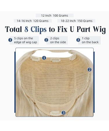 Full Shine 22 Human Hair Clip In Half Wig #60 White Blonde - 150g Real Hair Extension U Part Glueless Half Part Wig - Buy Online on GoSupps.com