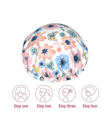 LICFER Flowers Shower Cap - Reusable Double Layer Waterproof Hair Protector for Women with Long Hair 4.3inx10.6in - Buy Online on GoSupps.com