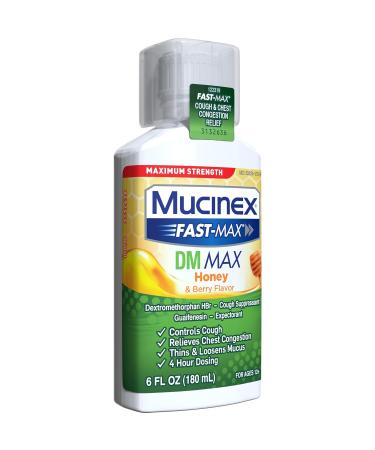 Mucinex Fast-Max Maximum Strength DM MAX Symptom Relief Cough Suppressant and Expectorant Honey & Berry Flavor 6 FL OZ - Buy Online on GoSupps.com