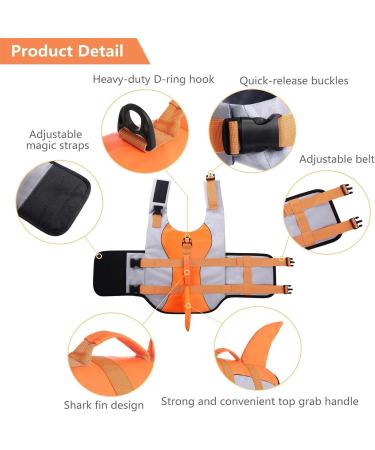 Cit toile Dog Life Jacket - Safe & Lightweight Swimming Vest for Small Medium & Large Dogs - Reflective Handle - Orange - Buy Online on GoSupps.com