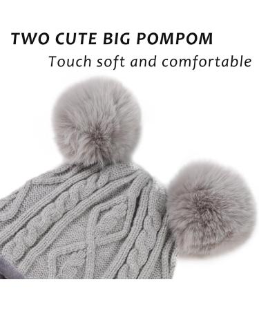 XIAOHAWANG Winter Warm Baby Hood Hat with Fleece Lining - Gray Pompom | 6-24 Months - Buy Online on GoSupps.com