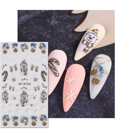 JMEOWIO 3D Embossed Christmas Nail Art Stickers Decals Self-Adhesive 5D Snowman Snowflake Winter Holiday Colorful Nail Supplies Nail Art Design Decoration Accessories 4 Sheets - Buy Online on GoSupps.com