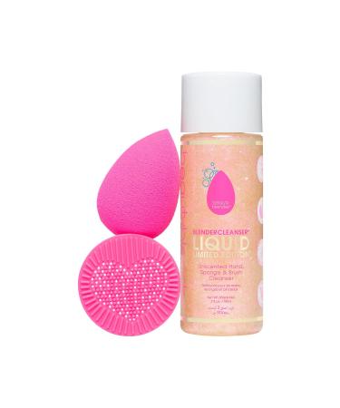 beautyblender Limited Edition DOUBLE DELIGHT Blend & Cleanse Set, with Original Pink Blender, Liquid Blendercleanser and Silicone Scrub Mat, Vegan, Cruelty Free and Made in the USA