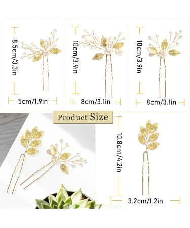 Wedding Bridal Hair Pins 6 Pieces Hair Clips Pearl Flower Leaves Hairpins Rhinestone Hair Accessories for Women and Girls - Buy Online on GoSupps.com