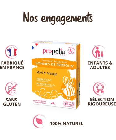 PROPOLIA - Propolis gum Honey & Orange - Soothes throat and freshens breath - Dietary supplement - 100% natural - Made in France - 45 g - Buy Online on GoSupps.com