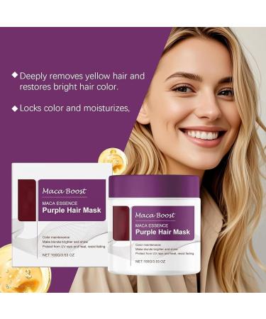 Maca Essence Purple Hair Mask Purple Conditioner for Moisturizing and Repairing Hair Purple Hydrating Conditioner Neutralizes Brass and Yellow Tones for Hydration (3pcs) - Buy Online on GoSupps.com